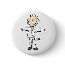 Male Stick Figure Nurse  Button