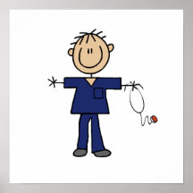 Male Stick Figure Nurse Medium Skin Print
