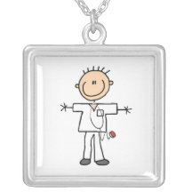 Male Stick Figure Nurse Personalized Necklace