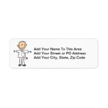 Male Stick Figure Nurse T-shirts and Gifts Return Address Labels