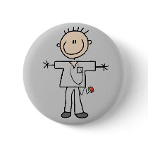 Male Stick Figure Nurse Tshirts and Gifts Pinback Button