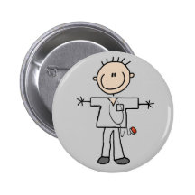 Male Stick Figure Nurse Tshirts and Gifts Pinback Button
