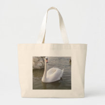Male White Swan With Young Swans Tote Bag