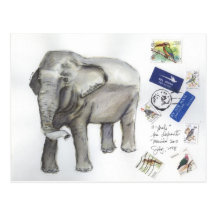 Mali the Elephant Sketch by Sia Post Cards
