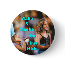 Malia and Sasha Obama for First Kids Button
