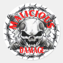 MALICIOUS DAMAGE SKULL STICKER