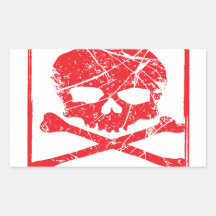 MALICIOUS MISCHIEF -SKULL&BONES RECTANGLE STICKER