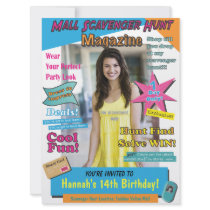 Mall Scavenger Hunt Birthday Party Magazine Cover Personalized Invites