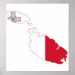 Malta Flag Map full size Poster