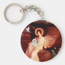 Maltese 11 - Seated Angel Keychain
