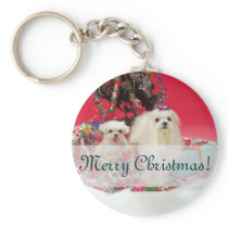 Maltese Merry Christmas Keychains