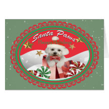 Maltese Puppy Santa Paws  Cards