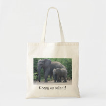 Mama and baby elephant canvas bags