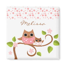 Mama and Baby Owls Magnets