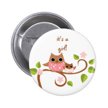 Mama and Baby Owls Pinback Buttons