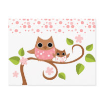 Mama and Baby Owls Postcard