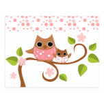 Mama and Baby Owls Postcard