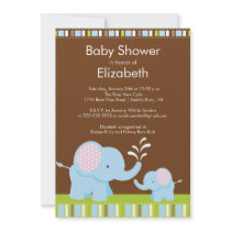 Mama & Baby Elephant Baby Shower Boy or Girl Invitation