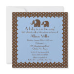 Mama & Baby Elephant Boy Baby Shower Custom Announcement
