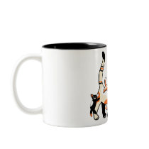 Mama cat with kittens funny picture. mugs