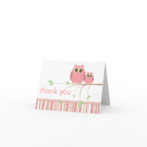 Mama Owl & Baby Owl in Pink Thank You Cards