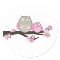 Mama Owl & Baby {Pink} | Stickers