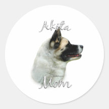 Maman 2 d'Akita Adhésif Rond