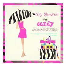 Maman de hanche, baby shower de zèbre de roses ind invitations personnalisées