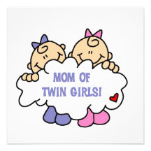 Maman de T-shirts et de cadeaux jumeaux de filles Invitations