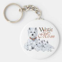 Maman et chiots de Terrier blanc de montagne occid Porte-clé