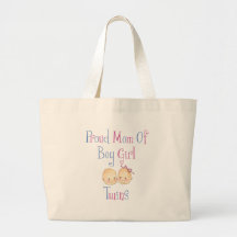 Maman fière des jumelles de fille de garçon sacs de toile