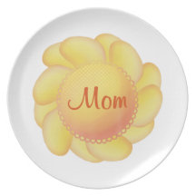 Maman (fleur jaune) assiette pour soirée