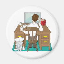 Man at Desk Magnets