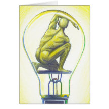 "Man Bulb" Surreal Art Notecard by Ashazart