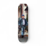Man Crossing Street With Bicycle Skateboard Deck