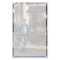 Man Crossing Street With Bicycle Stationery