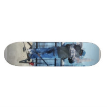 Man Fishing Off Hoboken Pier Custom Skate Board