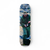 Man Fishing Skate Deck
