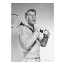Man Holding Tennis Racket Custom Announcements
