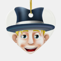 Man in top hat cartoon christmas ornament