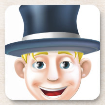 Man in top hat cartoon coasters