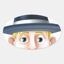 Man in top hat cartoon oval sticker