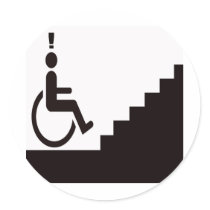 man in wheelchair in front of steps ronde stickers