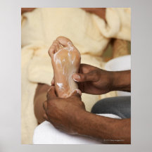 Man Massaging Woman's Foot Print