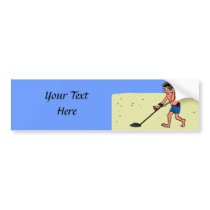 Man Metal Detecting Beach Bumper Sticker