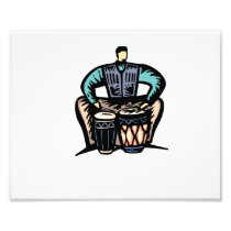 Man Playing Bongos Stylized Graphic Photographic Print