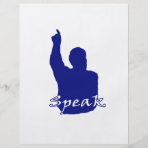 man pointing up shadow speak text blue white flyer