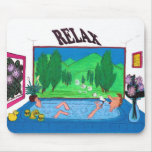 Man relaxing in a bathtub blowing bubbles mousepads