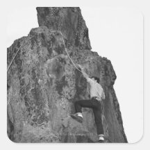 Man Rock Climbing Square Stickers