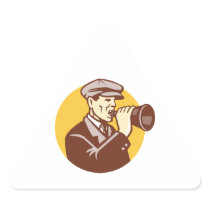 Man Shouting With Vintage Bullhorn Retro Stickers